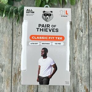 Men’s Pair of Thieves White Cotton Crew Undershirt T-Shirts 3-Pack Size L